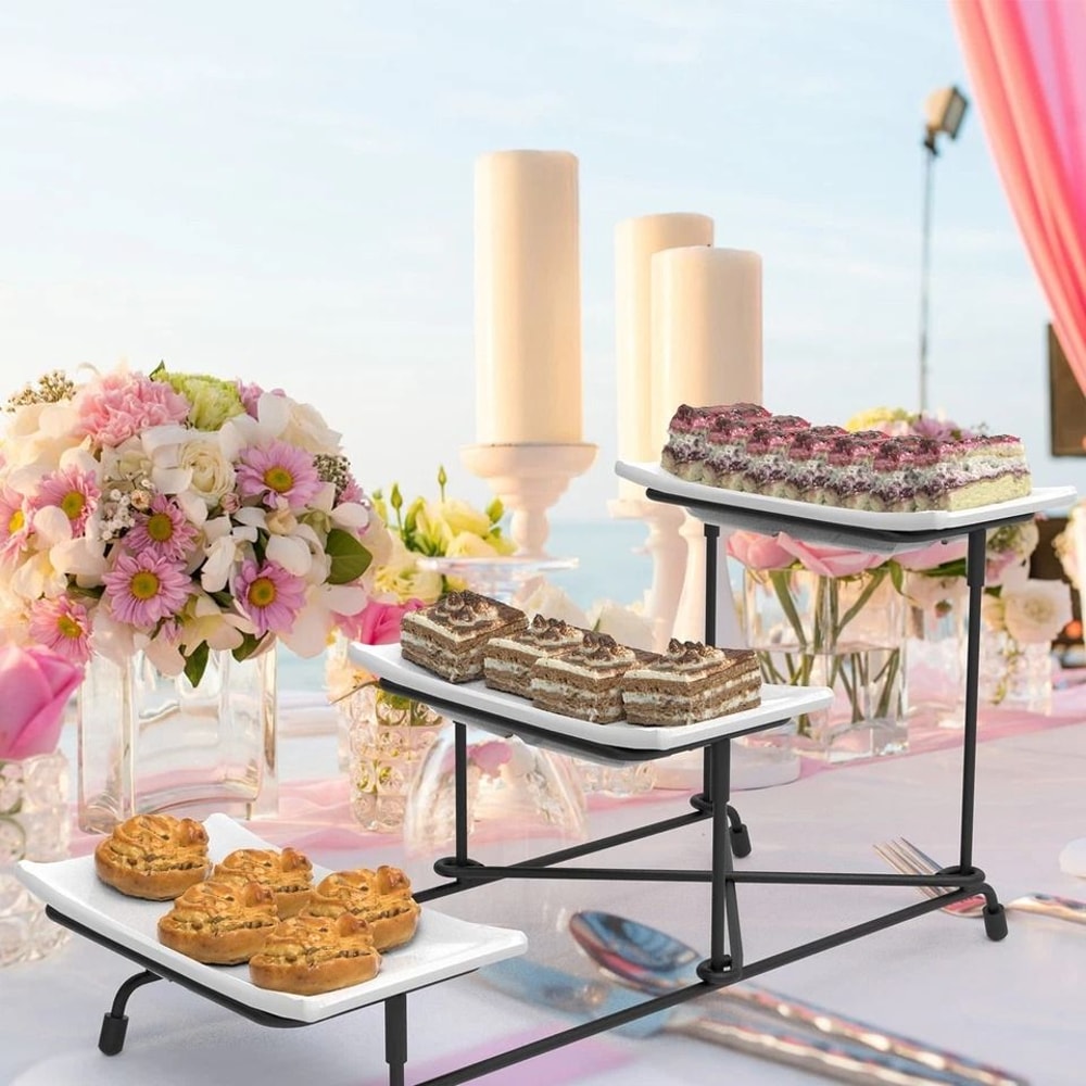 Heavy Duty Plastic Tier Serving Tray Display Stand Cake Tray Dessert Rack MultiPurpose Dinnerware H 7