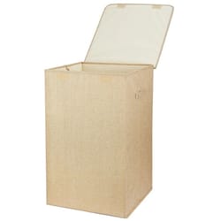 laundry hamper basket with lid, foldable clothes storage bag, sorter bin organizer with handles for bedroom