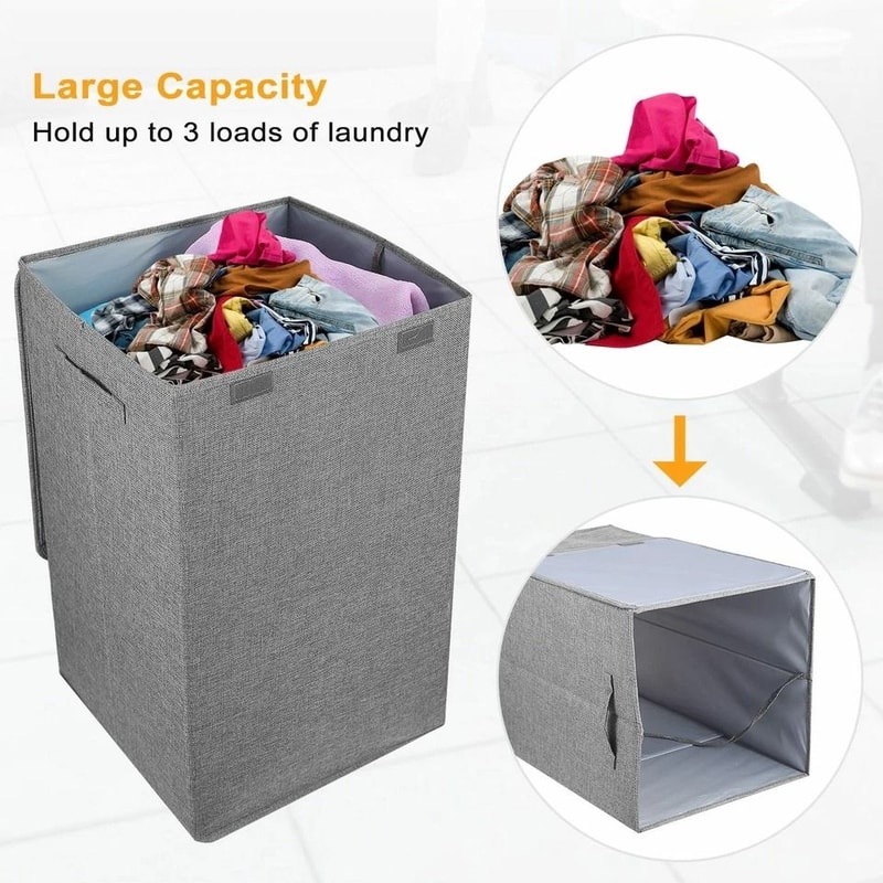 Laundry Hamper Basket With Lid Foldable Clothes Storage Bag Sorter Bin Organizer With Handles For B