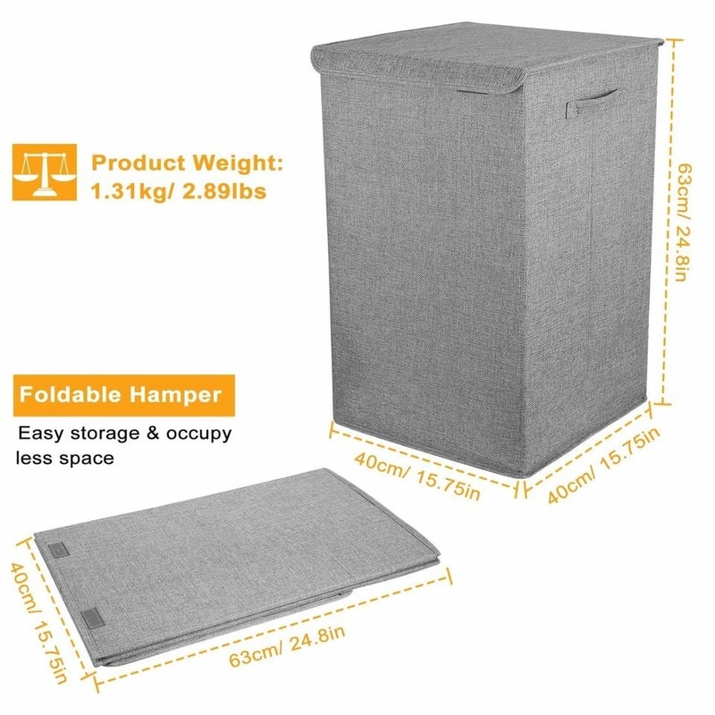 Laundry Hamper Basket With Lid Foldable Clothes Storage Bag Sorter Bin Organizer With Handles For B