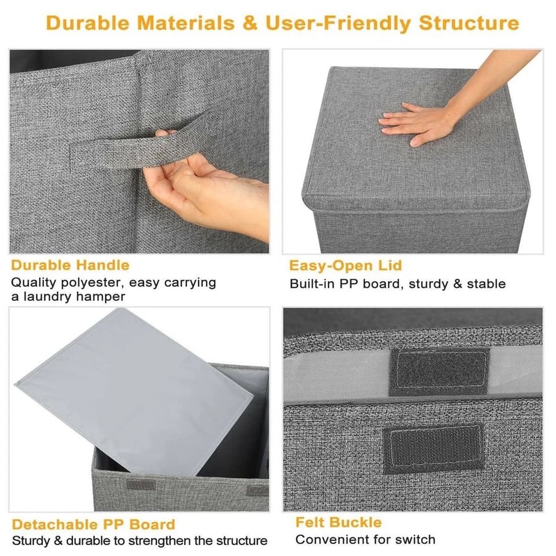 Laundry Hamper Basket With Lid Foldable Clothes Storage Bag Sorter Bin Organizer With Handles For B