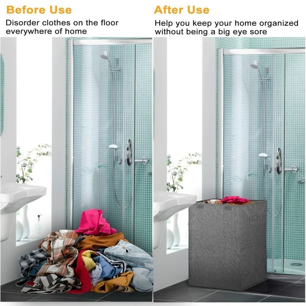 Laundry Hamper Basket With Lid Foldable Clothes Storage Bag Sorter Bin Organizer With Handles For B