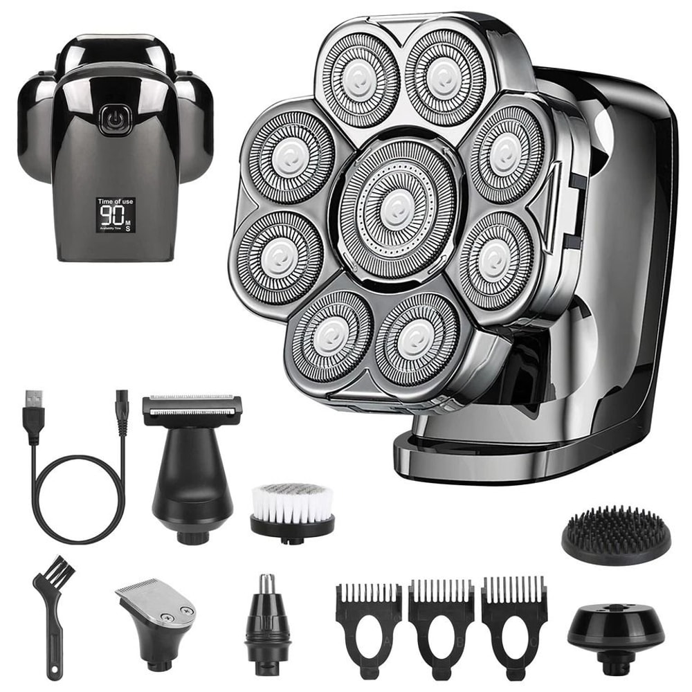 Cordless Electric Head Shaver Wet Dry Razor For Men And Women Grooming Kit With Beard And Nose Trim 1