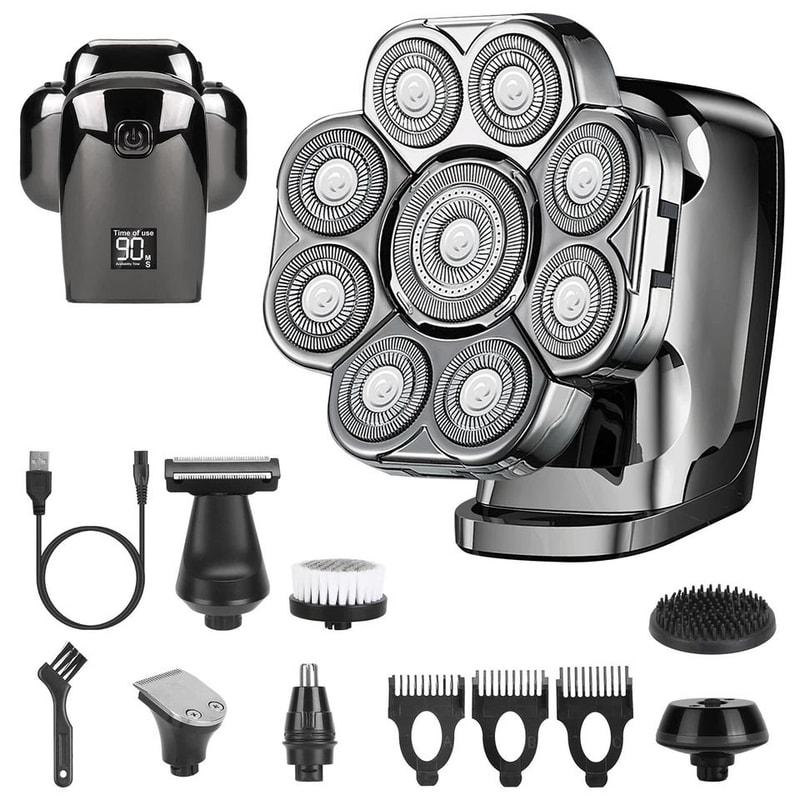 Cordless Electric Head Shaver Wet Dry Razor For Men And Women Grooming Kit With Beard And Nose Trim 1