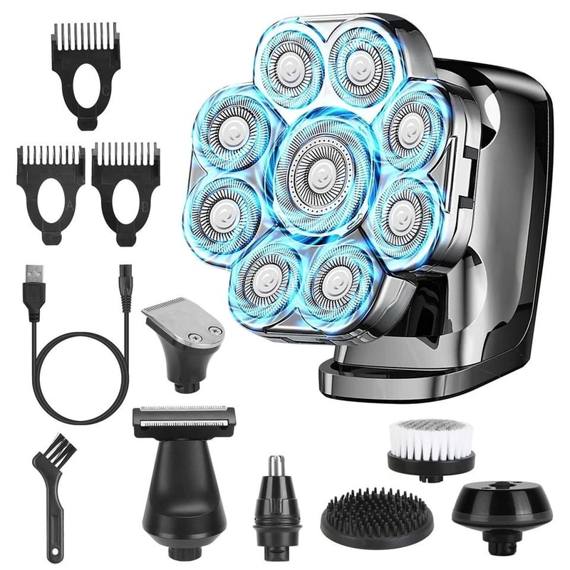 Cordless Electric Head Shaver Wet Dry Razor For Men And Women Grooming Kit With Beard And Nose Trim 2