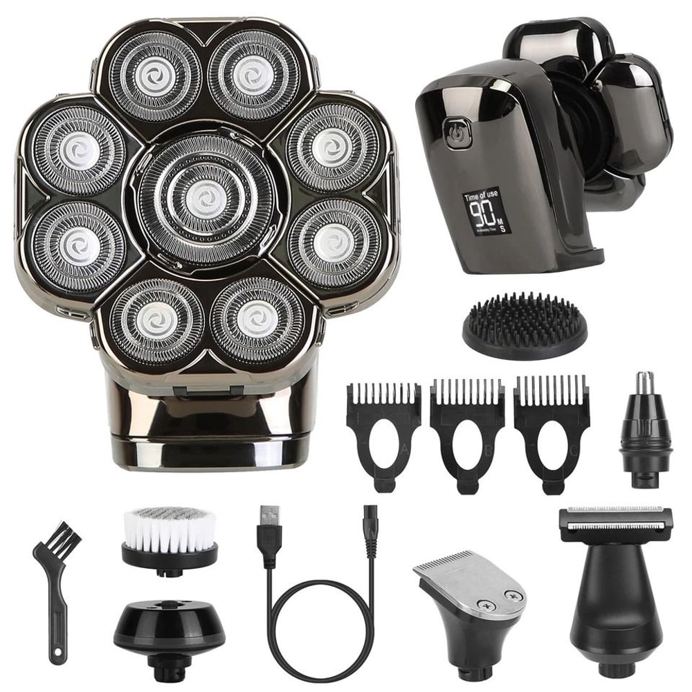 Cordless Electric Head Shaver Wet Dry Razor For Men And Women Grooming Kit With Beard And Nose Trim 3