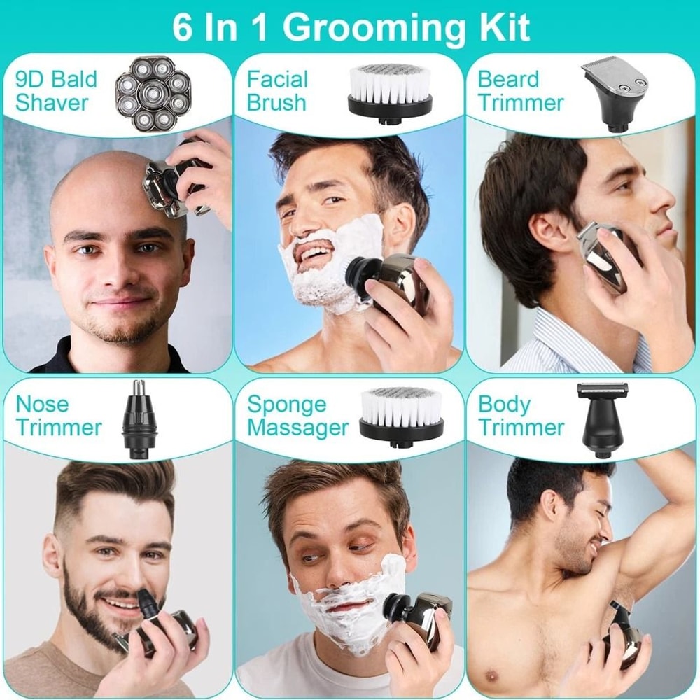 Cordless Electric Head Shaver Wet Dry Razor For Men And Women Grooming Kit With Beard And Nose Trim 4