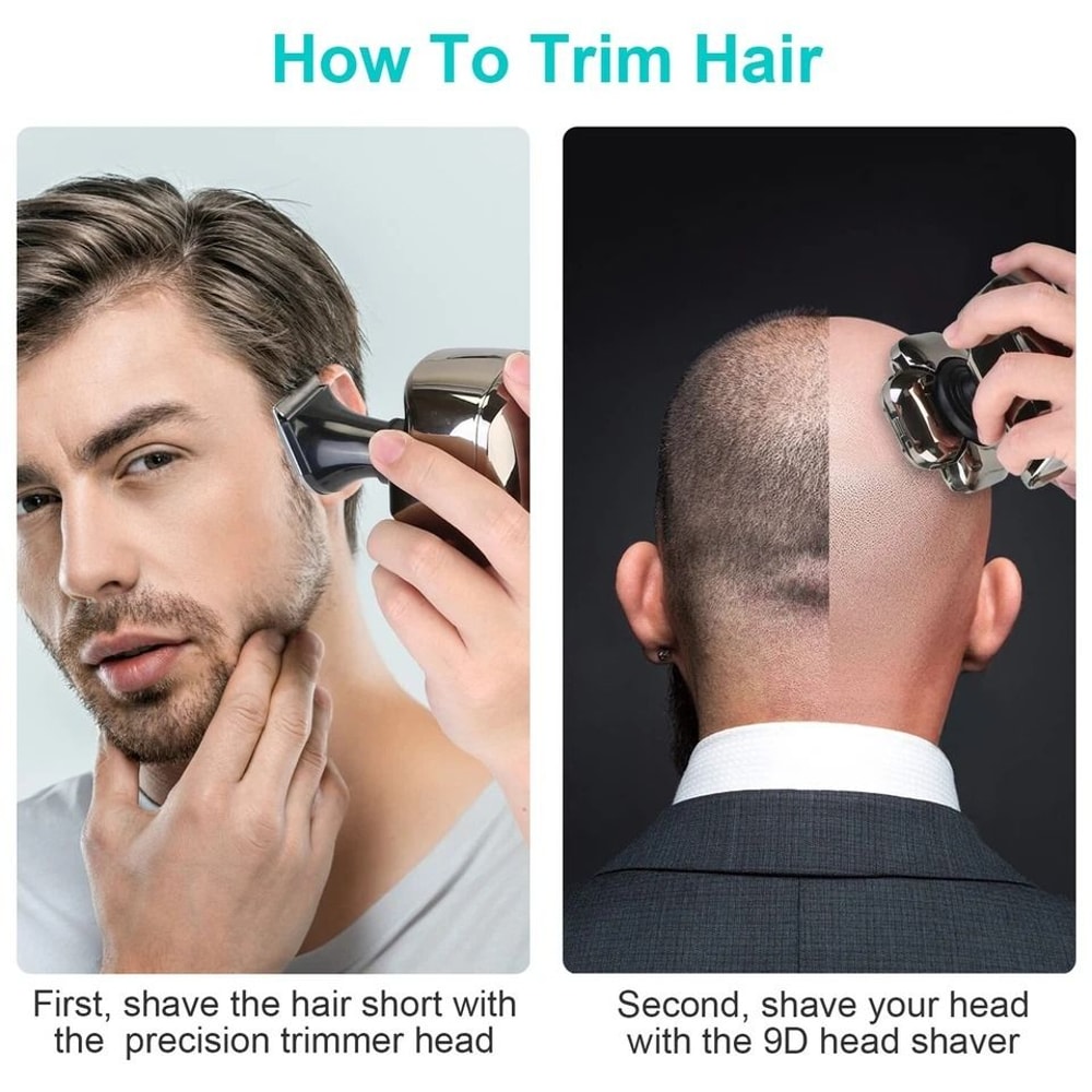 Cordless Electric Head Shaver Wet Dry Razor For Men And Women Grooming Kit With Beard And Nose Trim 7