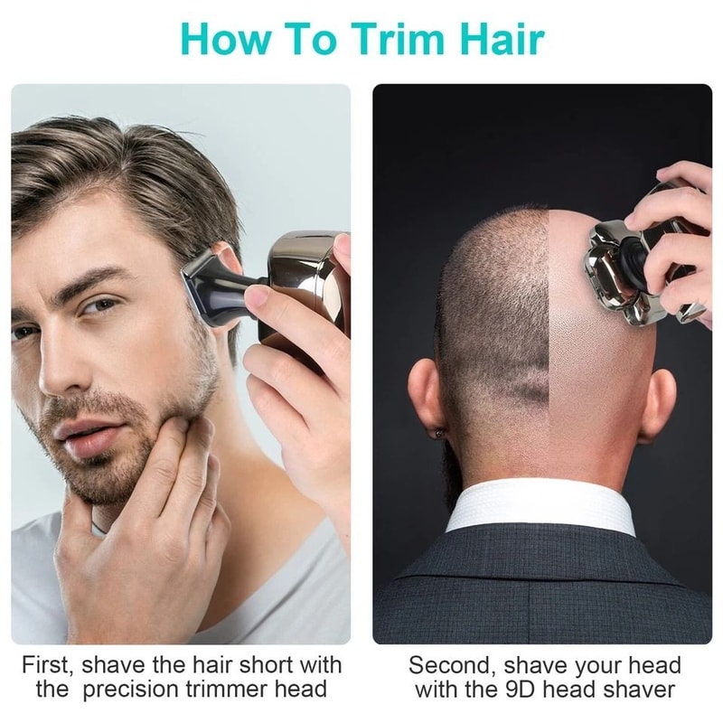 Cordless Electric Head Shaver Wet Dry Razor For Men And Women Grooming Kit With Beard And Nose Trim 7