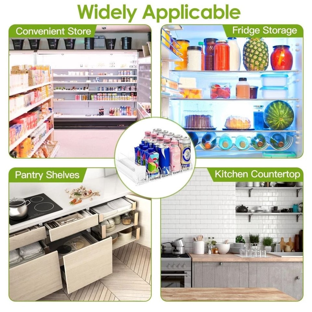 Beverage Dispenser For Fridge Heavy Duty Drink Organizer SpringLoaded Holder Save Space Large Capac 6