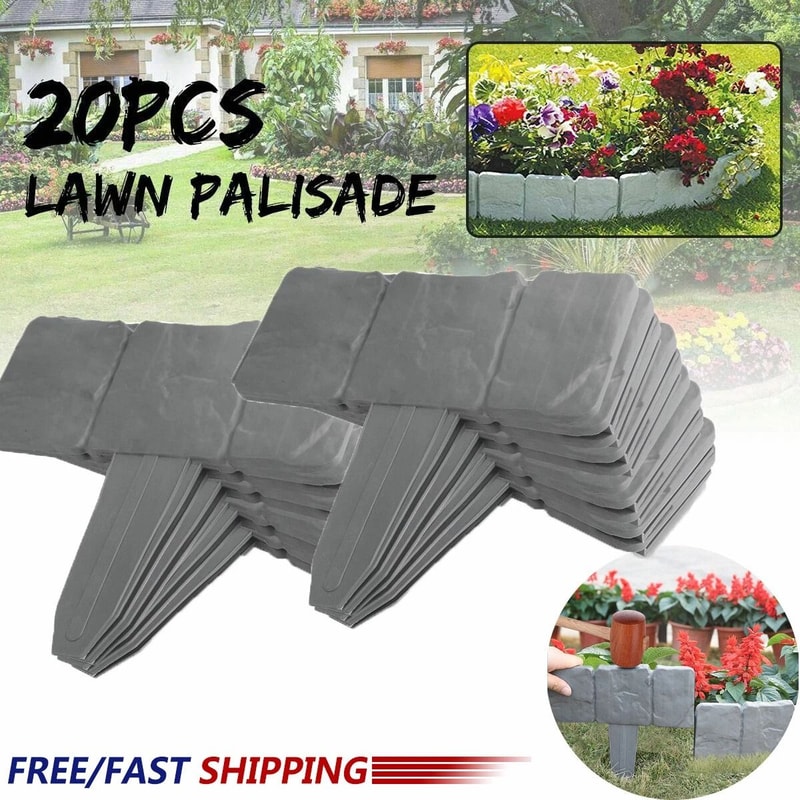 Plastic Lawn Border Edging Home Garden Fence Stone Yard Flower Bed Decoration 2