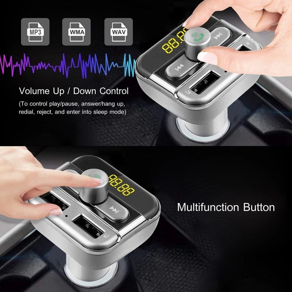 Wireless Car FM Transmitter USB Charger Radio Player TF Card Support HandsFree Call Music Adapter 4