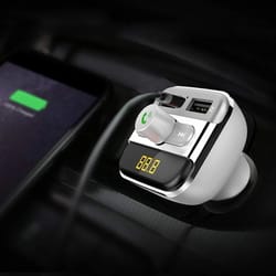 wireless car fm transmitter, usb charger, radio player, tf card support, hands-free call, music adapter