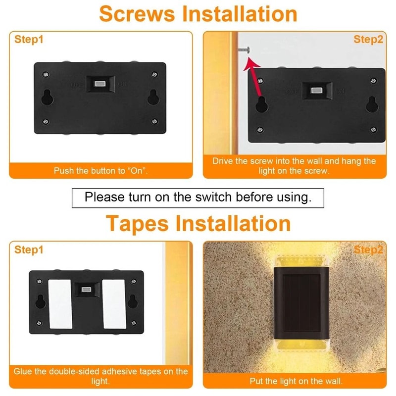 Solar Powered Wall Lights LED Sconce Outdoor Garden Waterproof Decor For Decks And Pathways 3