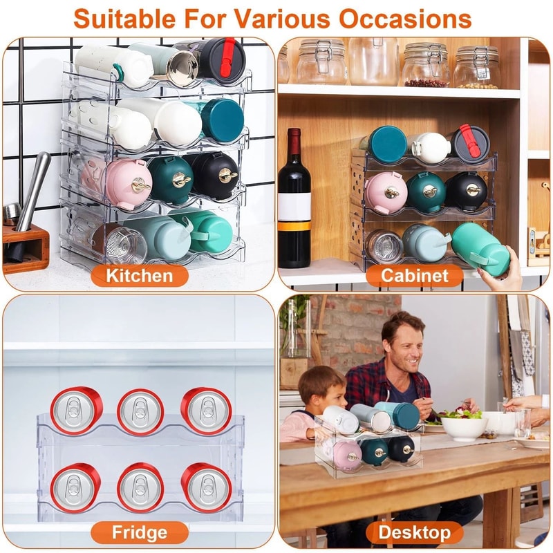 Stackable Bottle Storage Rack Bottle Wine Drink Holder Transparent Shelf Organizer 2