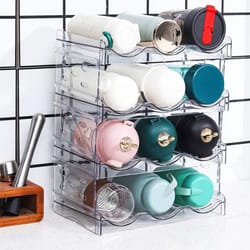 stackable bottle storage rack, bottle wine & drink holder, transparent shelf organizer