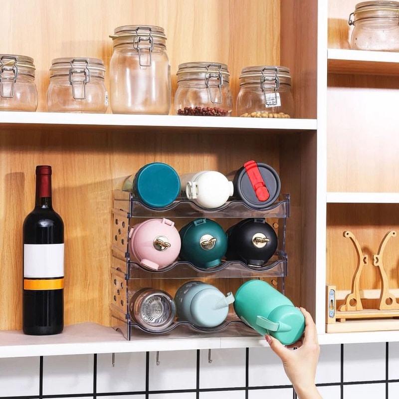 Stackable Bottle Storage Rack Bottle Wine Drink Holder Transparent Shelf Organizer 4