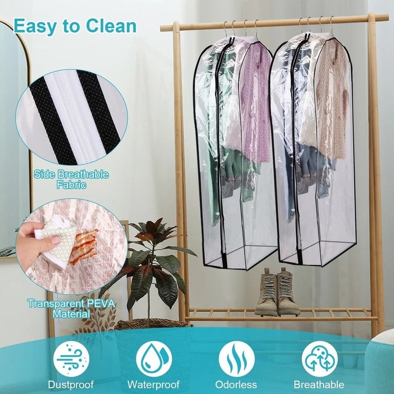 Dustproof Garment Bag For Hanging Clothes Clear Storage Bag Waterproof Suit Dress Cover For Suits D 11