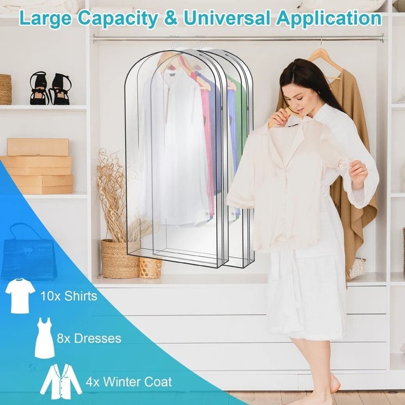 Dustproof Garment Bag For Hanging Clothes Clear Storage Bag Waterproof Suit Dress Cover For Suits D 4