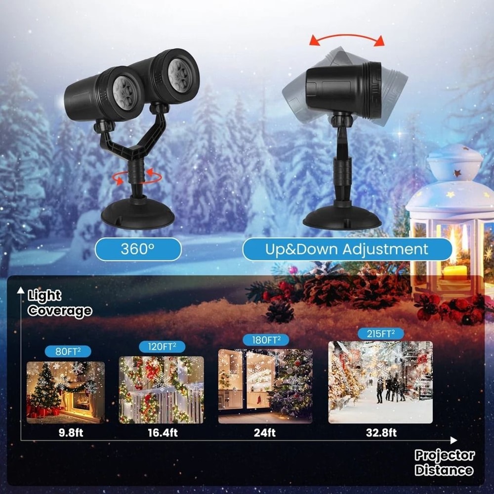 LED Snowflake Projector Light For Christmas DualHead Garden Stake Light Adjustable Waterproof Outdo 4
