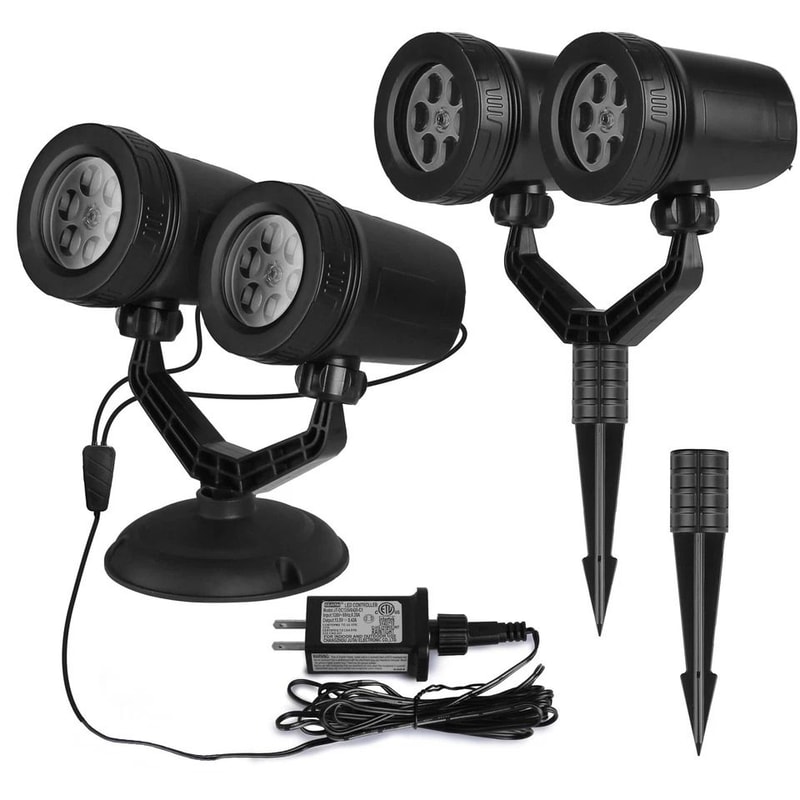 LED Snowflake Projector Light For Christmas DualHead Garden Stake Light Adjustable Waterproof Outdo 2