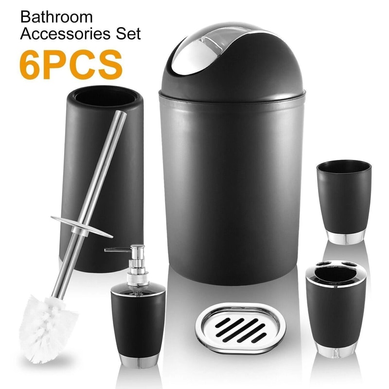 Bathroom Set Soap Dish Toilet Brush Toothbrush Holder Tumbler Trash Can For Modern Bathrooms 1