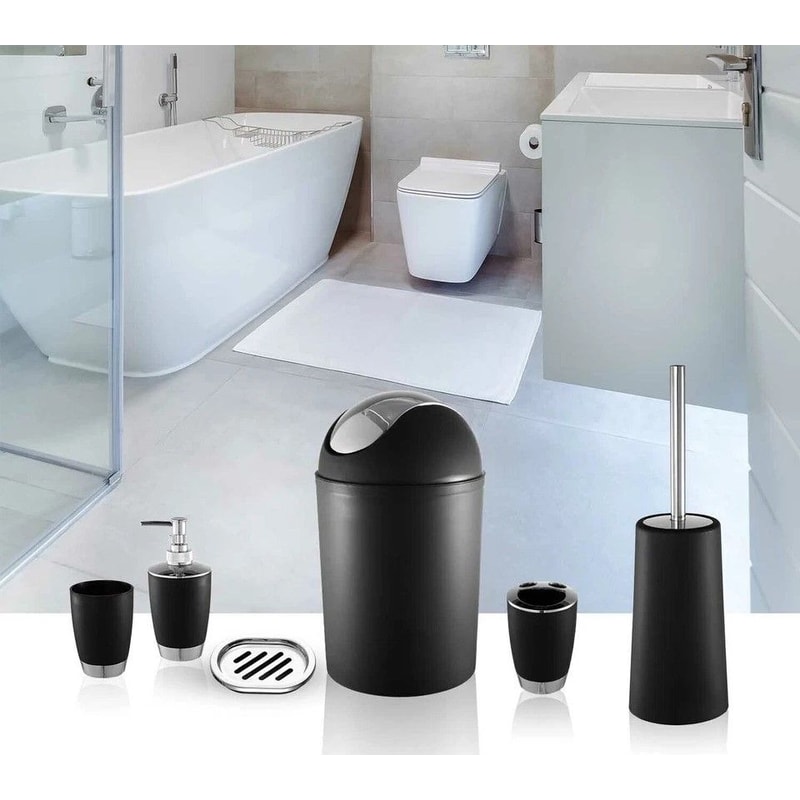 Bathroom Set Soap Dish Toilet Brush Toothbrush Holder Tumbler Trash Can For Modern Bathrooms 0