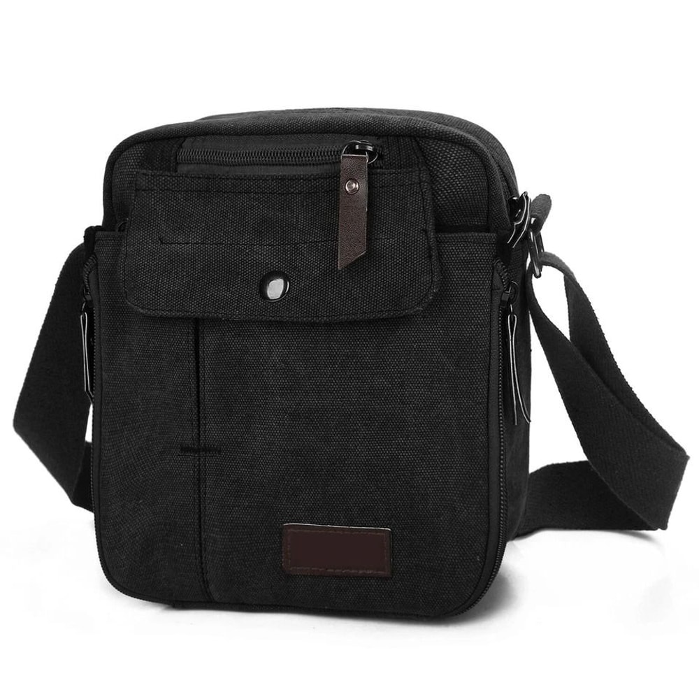 Canvas Crossbody Bag For Men Phone Tablet Messenger Casual Shoulder Tote Durable Leather Zipper Id 8