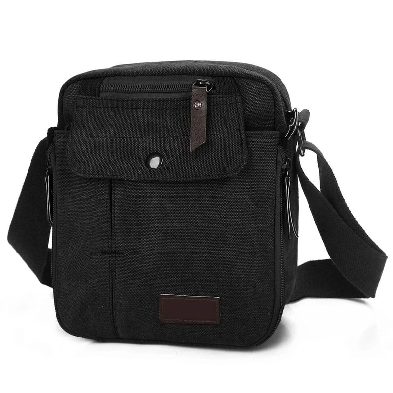 Canvas Crossbody Bag For Men Phone Tablet Messenger Casual Shoulder Tote Durable Leather Zipper Id 8