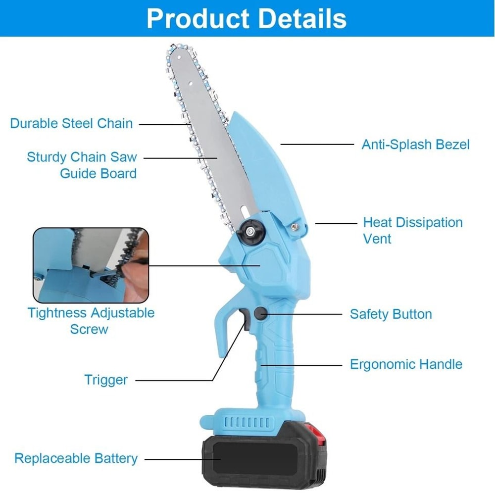 Cordless Electric Chainsaw Small BatteryPowered Chainsaw For Pruning Trees 8in Mini Chainsaw For Ya 5