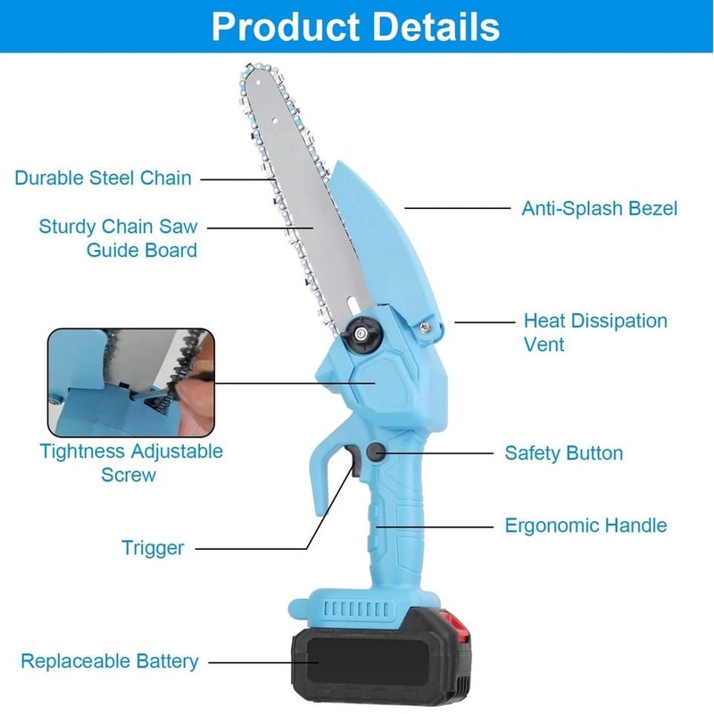 Cordless Electric Chainsaw Small BatteryPowered Chainsaw For Pruning Trees 8in Mini Chainsaw For Ya 5