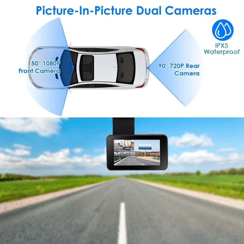 GPS WiFi Dual Lens Dash Cam Car DVR Camera With Night Vision Emergency Accident Lock Parking Monito