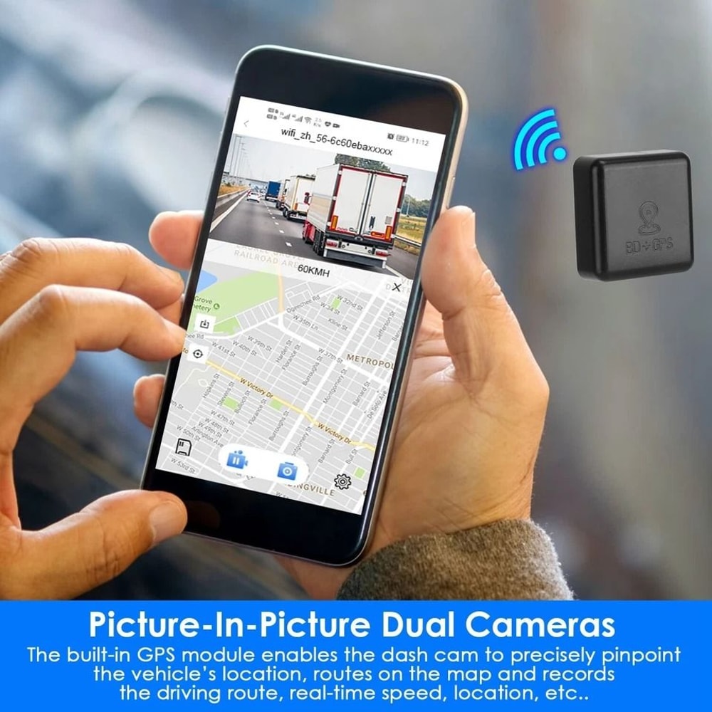 GPS WiFi Dual Lens Dash Cam Car DVR Camera With Night Vision Emergency Accident Lock Parking Monito