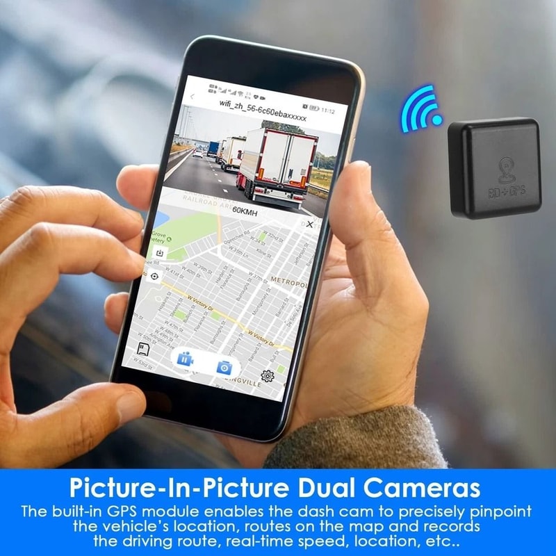 GPS WiFi Dual Lens Dash Cam Car DVR Camera With Night Vision Emergency Accident Lock Parking Monito