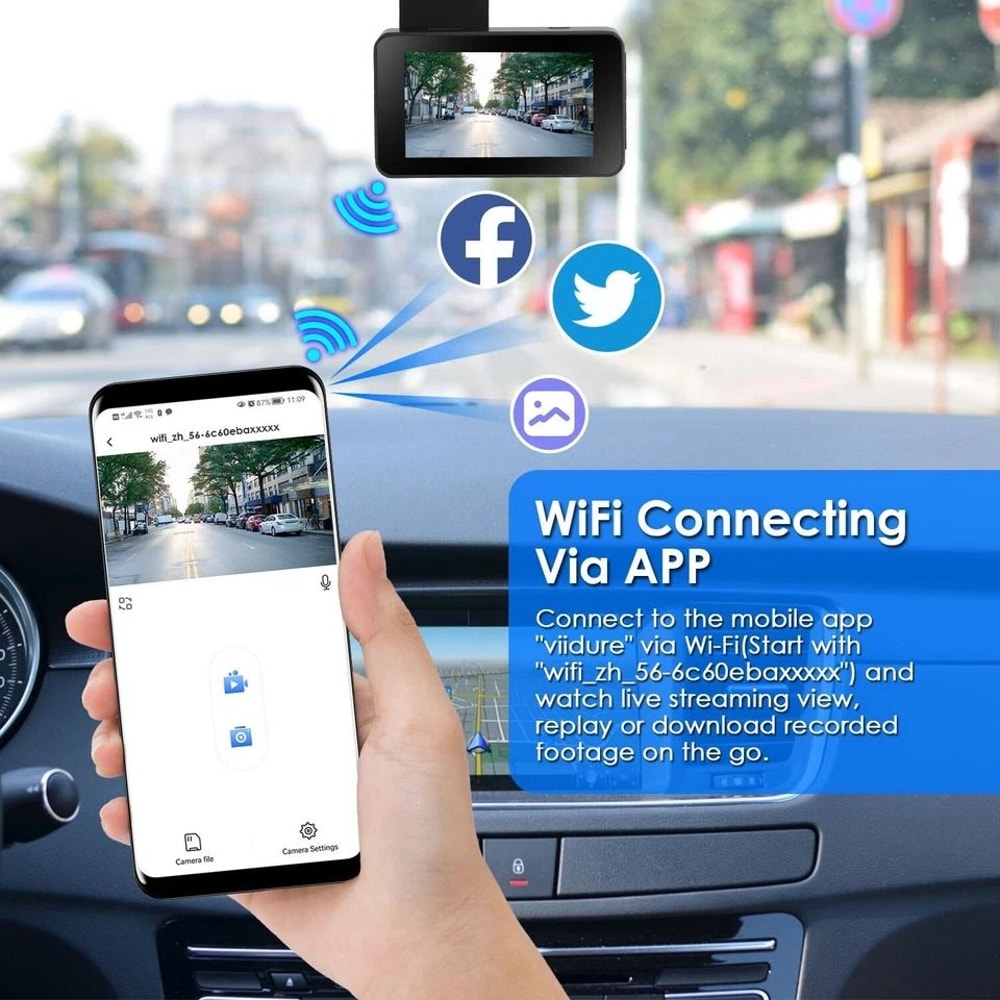 GPS WiFi Dual Lens Dash Cam Car DVR Camera With Night Vision Emergency Accident Lock Parking Monito