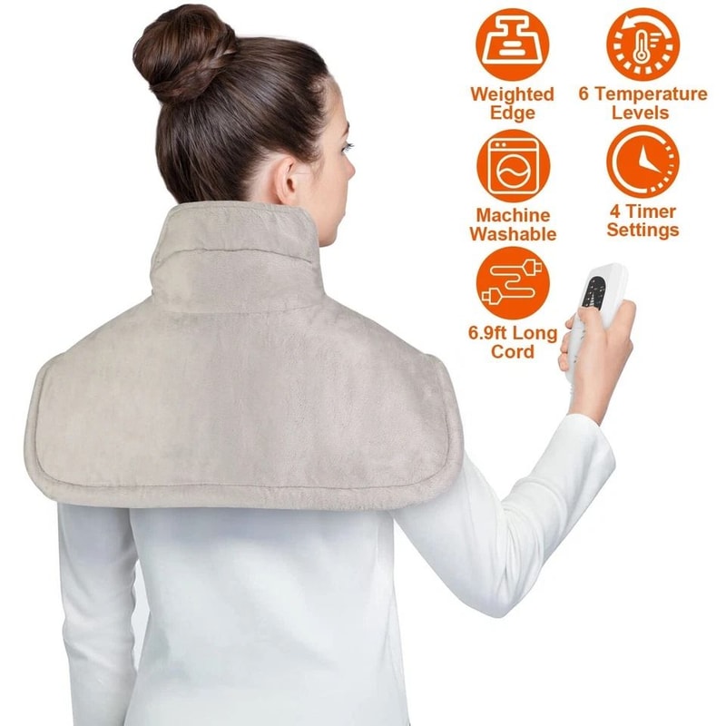 Electric Heating Wrap For Neck And Shoulders Microfiber Heating Pad For Pain Relief Flexible And Co 6