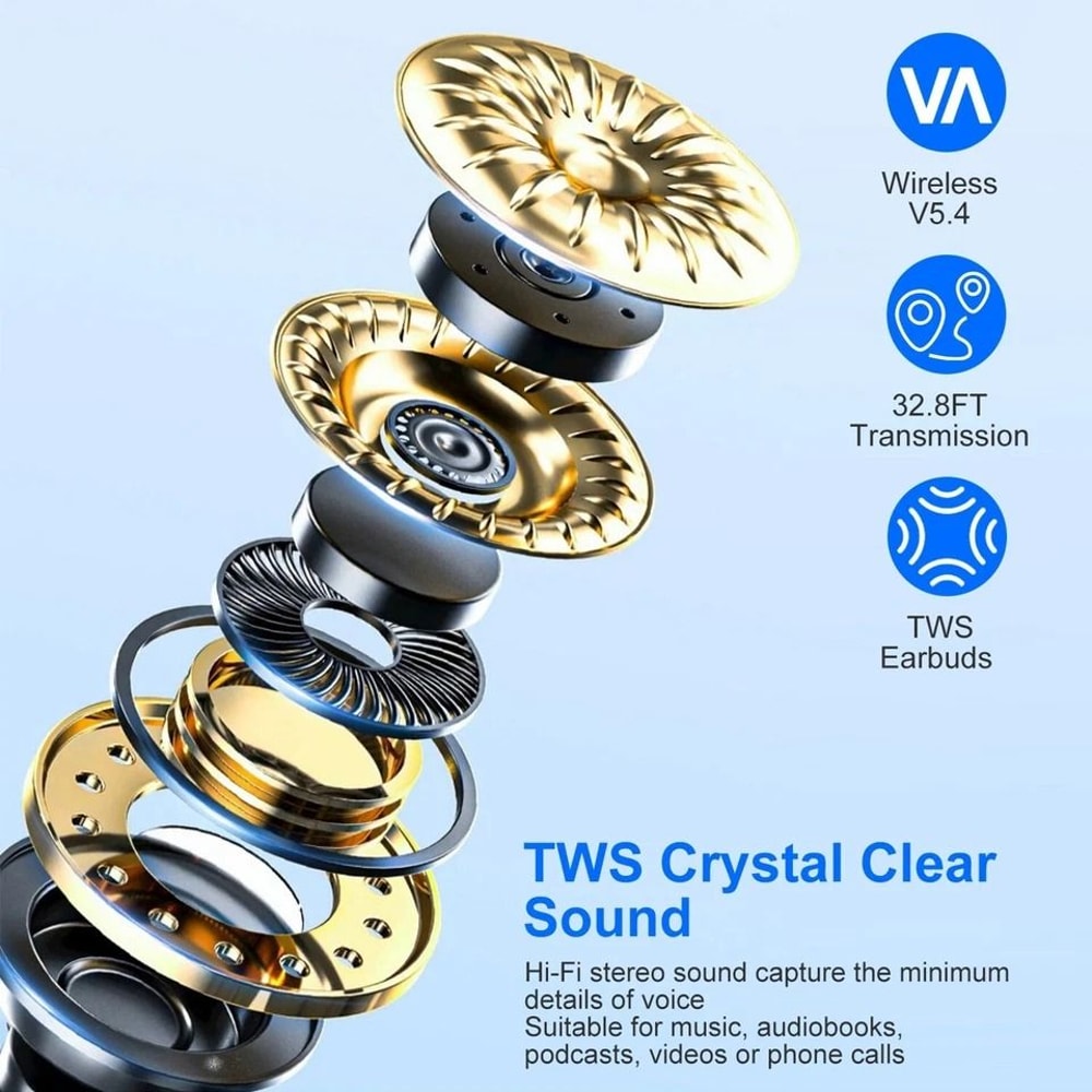 Open Ear Wireless Headphones Sport Earhook Earbuds Display Charging Case Waterproof Long Battery Li 9