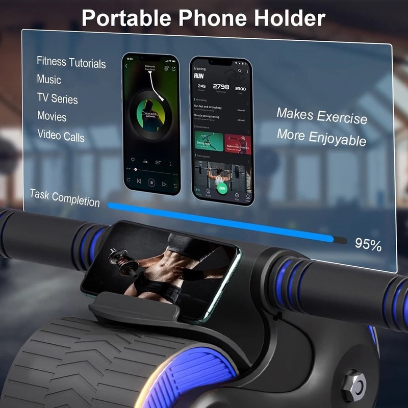 Automatic Rebound Abdominal Wheel AntiSlip Ab Exercise Machine Core Strength Trainer For Men And Wo 12