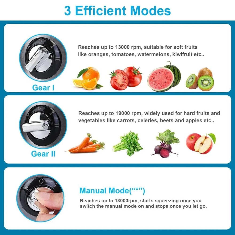 Electric Centrifugal Juicer Speeds Juice Extractor For Vegetables Fruits Easy Clean Juicer 9