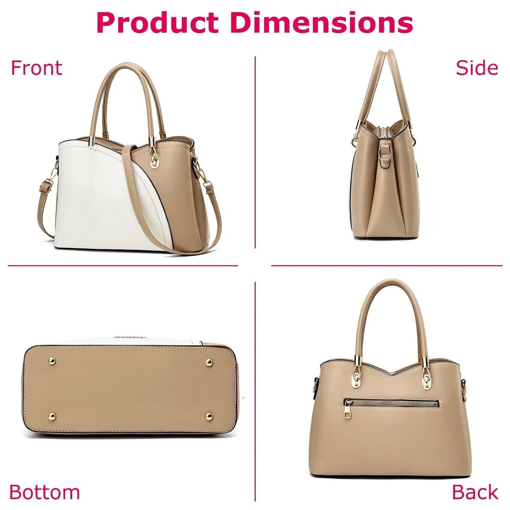 Women PU Leather Tote Satchel Purse Crossbody Shoulder Messenger Handbags With Adjustable Strap 3