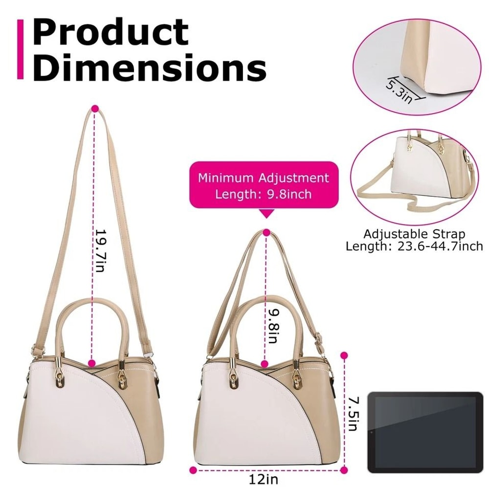 Women PU Leather Tote Satchel Purse Crossbody Shoulder Messenger Handbags With Adjustable Strap 9