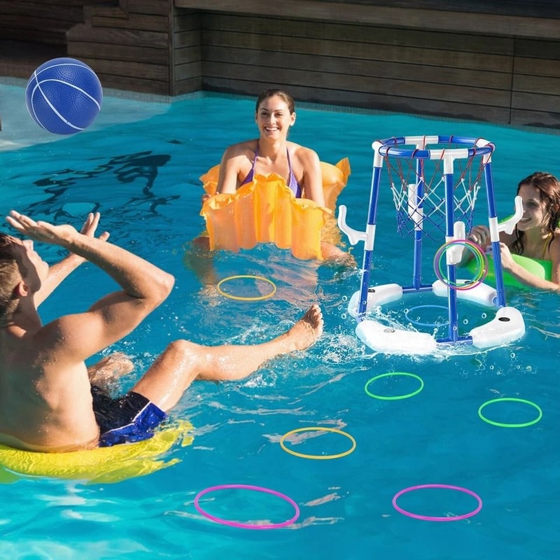 Pool Basketball Toy Set Summer Poolside Toy For Water Play Basketball Hoop For Kids Perfect For Bac 3