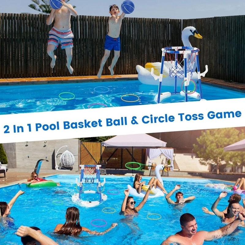 Pool Basketball Toy Set Summer Poolside Toy For Water Play Basketball Hoop For Kids Perfect For Bac 5