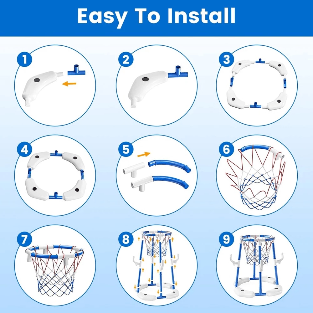 Pool Basketball Toy Set Summer Poolside Toy For Water Play Basketball Hoop For Kids Perfect For Bac 10