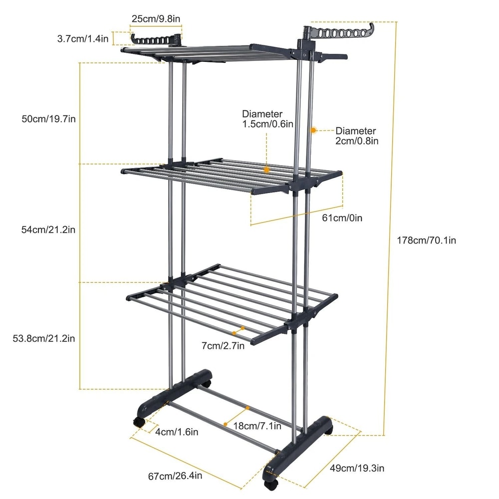 Folding Drying Rack Tier Laundry Organizer With Mobile Stand Clothes Dryer Hanger SpaceSaving Desig 1