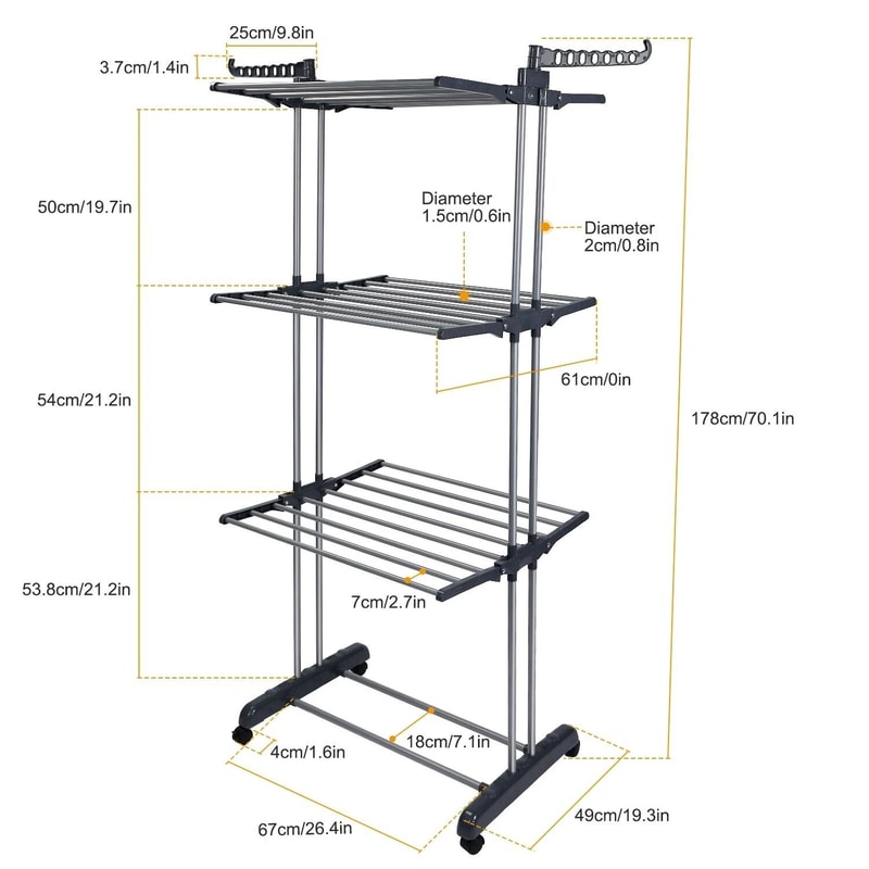Folding Drying Rack Tier Laundry Organizer With Mobile Stand Clothes Dryer Hanger SpaceSaving Desig 1
