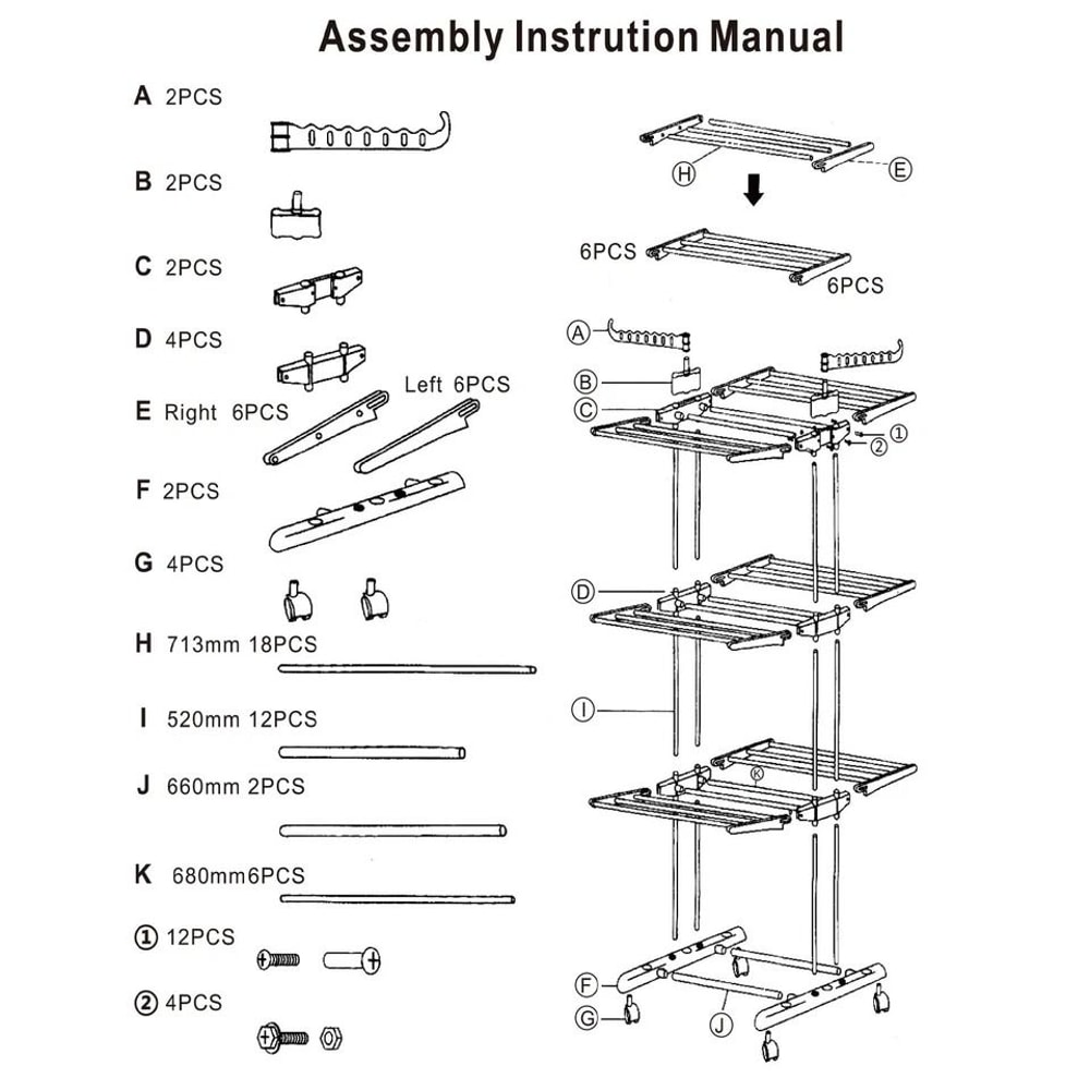 Folding Drying Rack Tier Laundry Organizer With Mobile Stand Clothes Dryer Hanger SpaceSaving Desig 10