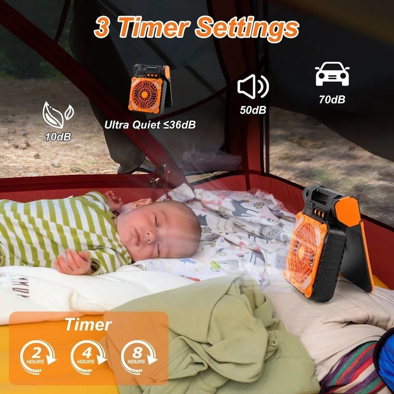 Summer Fan Speeds Solar Powered Camping Fan Light Portable Picnic Fan With LED Lights Light Modes 11