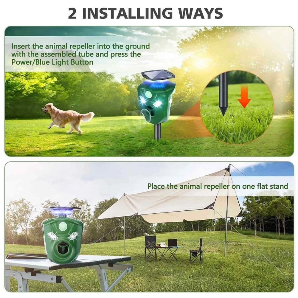 Solar Ultrasonic Animal Repeller Motion Sensor USB Cat Skunk Deer And Wildlife Repellent For Garden 8