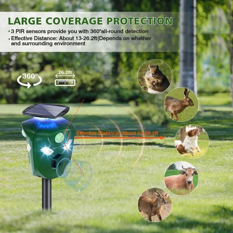Solar Ultrasonic Animal Repeller Motion Sensor USB Cat Skunk Deer And Wildlife Repellent For Garden 9